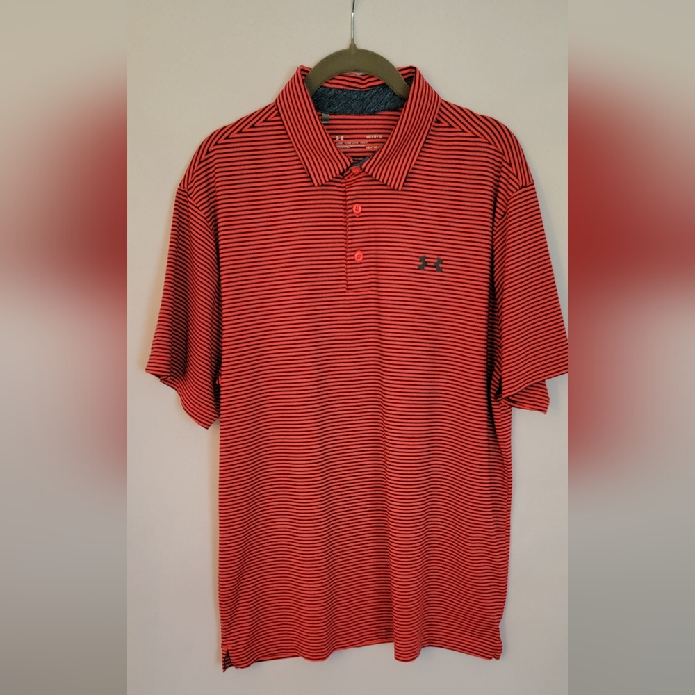 Under Armour Heat Gear Men's Striped Polo Shirt Size L